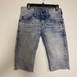 EUC True Religion Ricky Relaxed Straight Blue Denim Cut-Off Shorts Men's Size 28